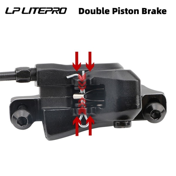 Litepro Cykelbromsar Set BMX Hydrauliska bromsar Skivbromsar för hopfällbara cykeltryck Bromsok Kolv 800MM/1600MM Med Rotor 160MM LP L-Rear Black