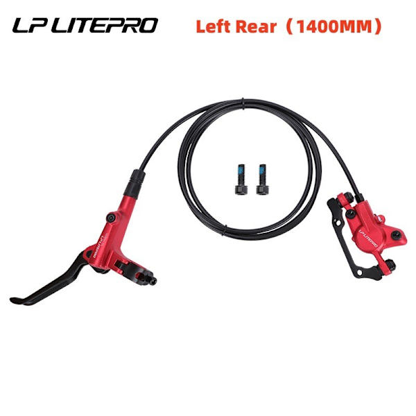 Litepro Cykelbromsar Set BMX Hydrauliska bromsar Skivbromsar för hopfällbara cykeltryck Bromsok Kolv 800MM/1600MM Med Rotor 160MM LP L-Rear Red