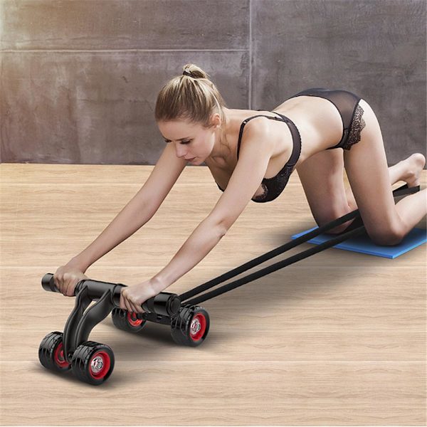 4 Wheels Ab Roller Rebound Abdominal Roller med P Pink add mat rope