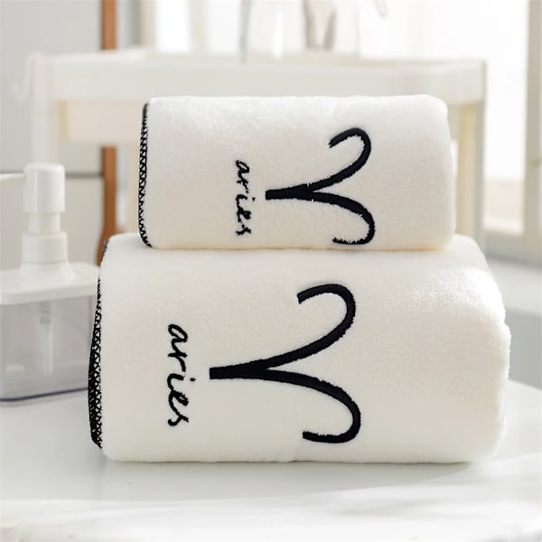 Mjuka set 12 konstellationer Bokstäver Broderade ansikte Badlakan Stor Stark Vattenabsorption För Vuxen Serviette De Bain Style C