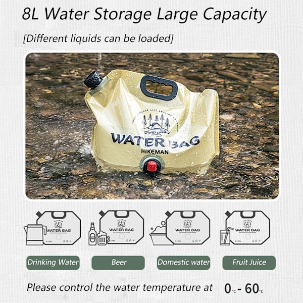 TARKA Big Capacity Vattenpåse 8L Tjocka vikbara Wa Blue