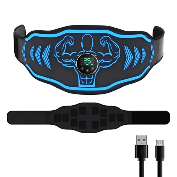 ABS Toning Bälte Magmuskel Toner EMS Muskelstimulator Män Kvinnor Fitness Träning Kroppsformning Hem Gym Träning Träning blue