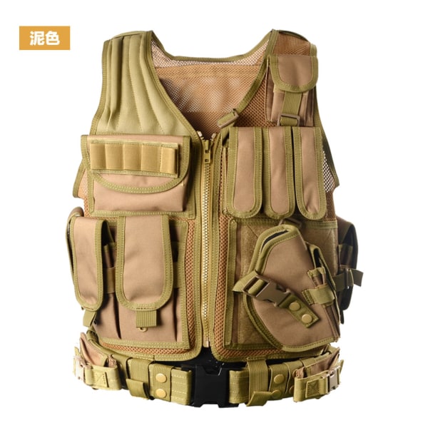 Outdoor Summer Mesh Andas träningsväst Multifunktionell Special Forces Väst Cs Field Tactical Väst CP camouflage Average code (size adjustable)