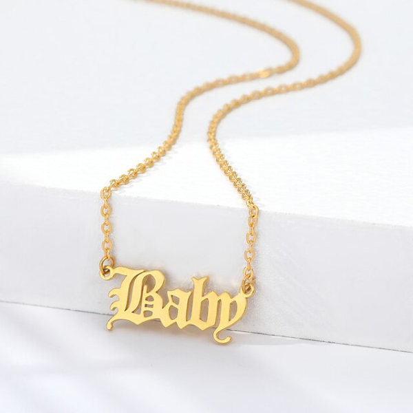 Old English Mama Halsband För Kvinnor Mom Gothic Je Gold Baby