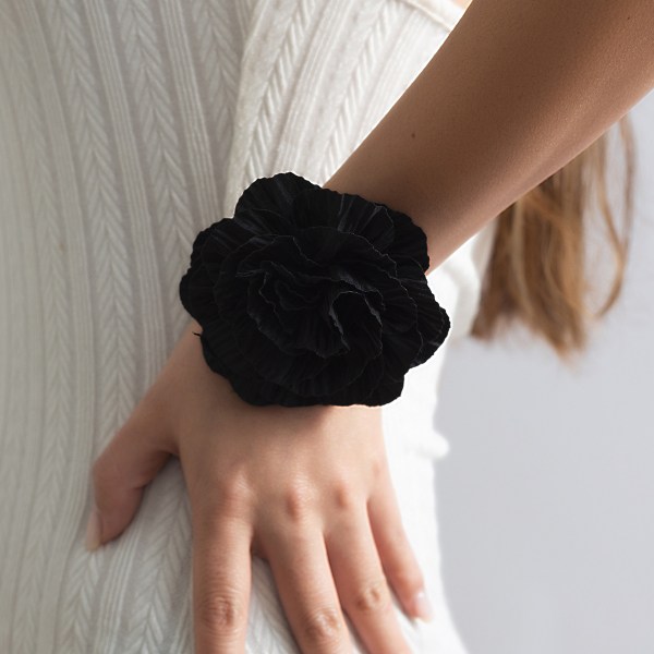 Smycken nisch Vintage krage Rose Camellia Chocker tofs satin blomma halsband 01 Black 0756