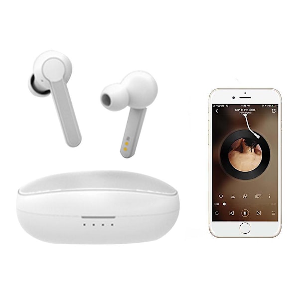 Bluetooth 5.0 True Wireless Earbuds med case Tws stereohörlurar med mikrofon In-ear hörlurar Headset för sport white