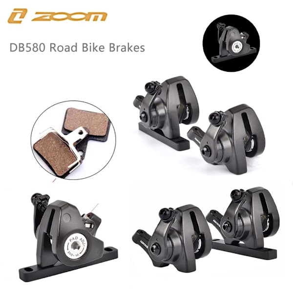 ZOOM DB580 Landsvägscykel bromsskivbromssystem Mekaniskt bromsok Dubbla kolvbromsok Wiredrag för rotor 140MM DB580 Front