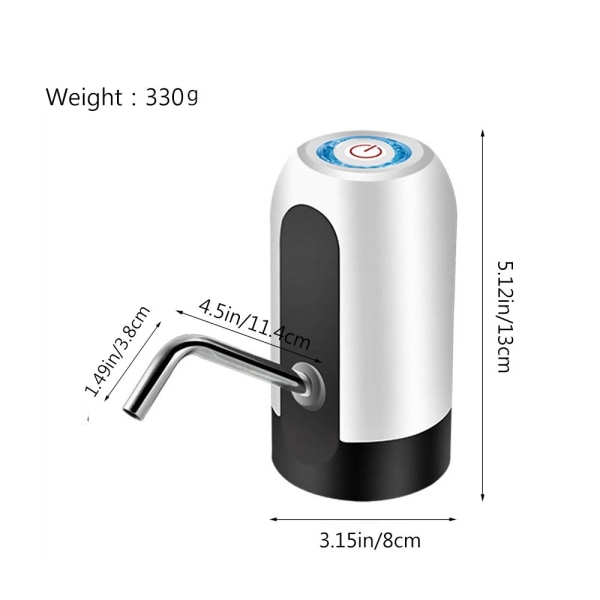 Bärbar vattenflaskpump USB laddning Elektrisk vattendispenser Pumpflaska Vattenpump Automatisk switch dricksautomat black