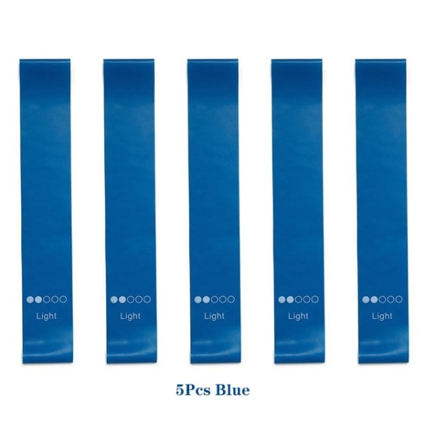 TPE Motståndsband Fitness Set Styrketräningsträning Expander Yoga Gymutrustning Elastisk gummislinga 5 Pcs Blue