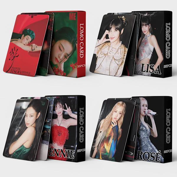 4-pack/220 delar Blackpink Jisoo Rosé Lisa Jennie Fotokort Solo Nytt albumkort BP Merch Mini Lomo-kort BP-fotokort Present till fans