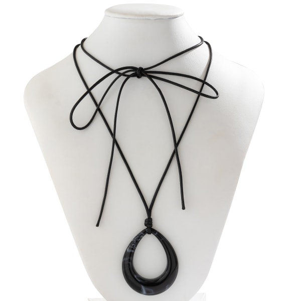 Tropical Beach Wind Drop-Formed Shell Strap Choker Nisch Love Pendant Choker Halsband Sweet Cool Halsband 02 Black 5929 Wax line