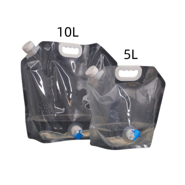 5/10L Camping vattenpåse Bärbar hopfällbar vattenhink Stor vattenbehållare Utomhus Resor Hopfällbar påse Burk Camping Supplies 5L Transparent