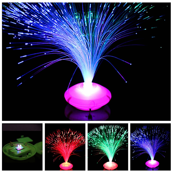 Färgskiftande LED Fiberoptisk Nattljus Lampstativ Home Deco