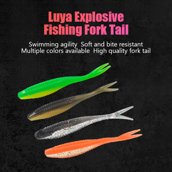 Single Color Fork Tail 6Cm/1,3G Soft Bait Fishing Bait Fishing Dark green 10 pcs