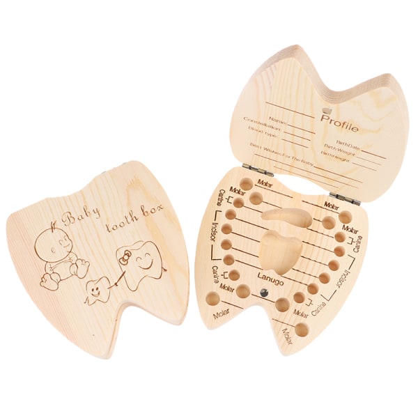 Baby pojkar Flickor Minnesak Wood Tooth Fairy Box Milk Organizer S Boy