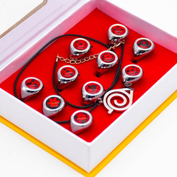 10ST SET Anime Naruto Sharingan Rings Action Figur Cosplay Ac red