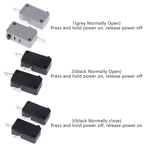 2st KW16(5)A 250VAC Mikrovågsugnsdörr Micro Normalt öppen Cl 2(black push on)