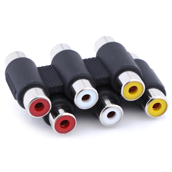 1PC 3 RCA AV o video hona till hona jack adapter 3RCA