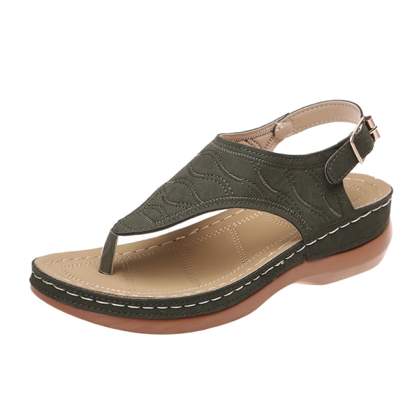 Dam Sandaler Mjuk Botten Kilar Skor Dam Sommar Sandaler Med Green 43