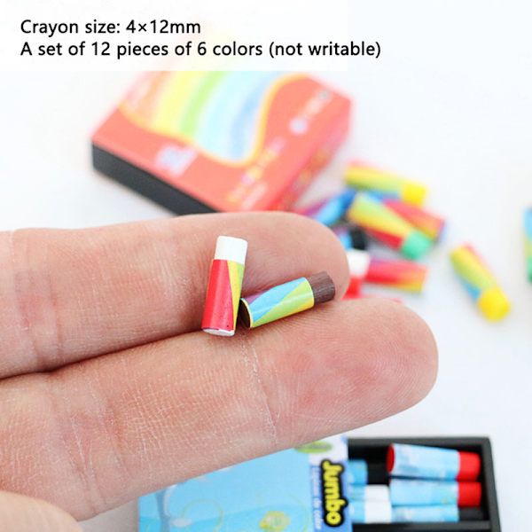 1Set 1:12 Dollhouse Miniatyr Crayon Färg Pennlåda Modell Kid Red