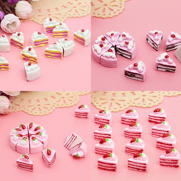 10st DIY Nya Cabochons Hantverk Blomma Triangel Tårta Resin Flatb White