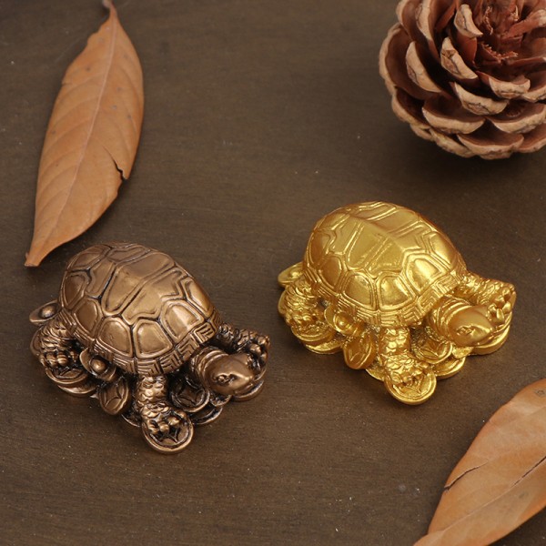 Turtle Resin Ornament Koppar Turtle Ornament Feng Shui Furnis Gold