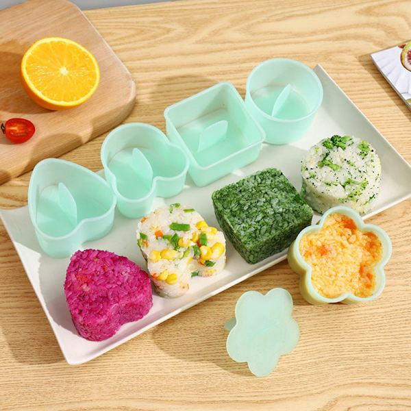 5 st Cartoon Shape Rice Ball Set Sushi Form Bento Stamper Kitc Blue
