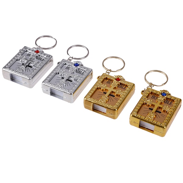 Mini HELIG Bible Keychain Religiös kristen Jesus Cross Key Ch Silver