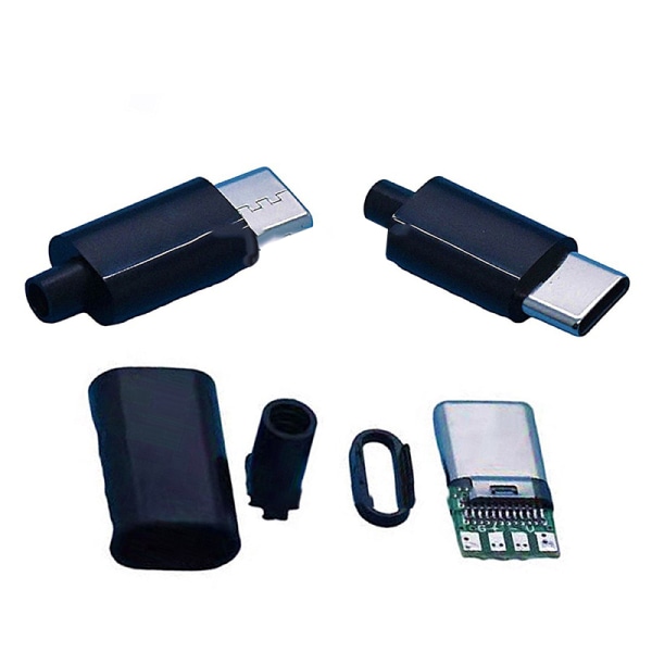 Typ-c-kontakt kan svetsas PCB USB hane dubbelsidig plugg USB3.1 Black