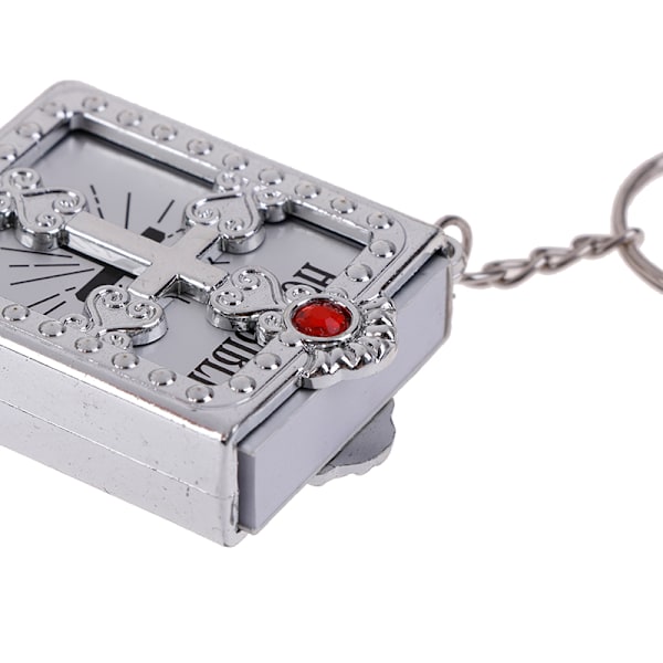 Mini HELIG Bible Keychain Religiös kristen Jesus Cross Key Ch Silver