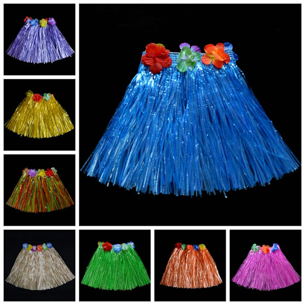 Barn Pojkar Flickor Hawaiian Hula Grass Beach Kjol Blomma Armband Color