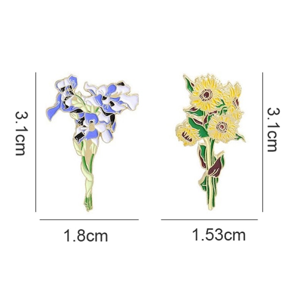 Lapel Pin Badge Van Gogh Sunflower Iris Brosch Blomma Hat Pin M A1