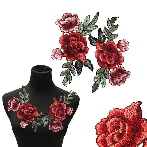 2st/ set Rose Blommor Patch Blommor broderade applikationslappar