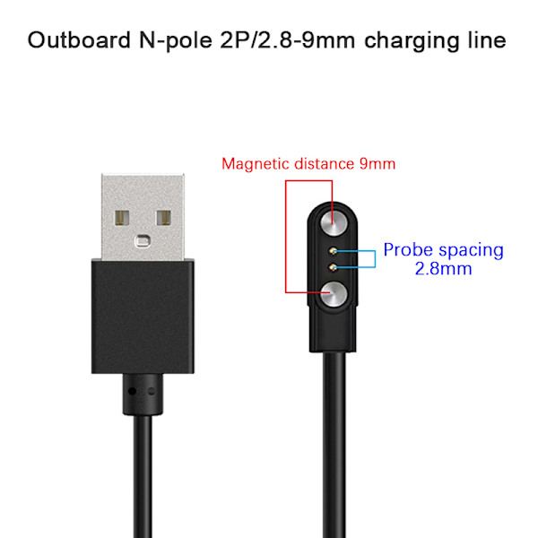 2-stifts stark magnetisk laddningskabel USB laddkabel A5