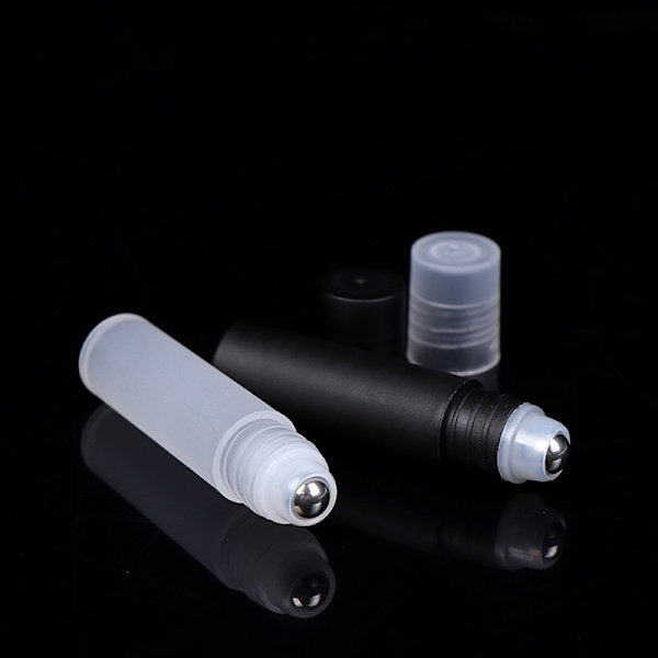 5ml plast Roll-on parfymflaskor Rostfritt stål Roller ball White