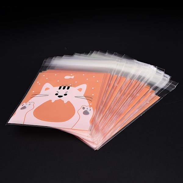 100ST e Djur Godis tårta Förpackningspåsar Självhäftande presenter Pig 10cm*10cm+3cm