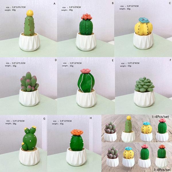 1Set Dollhouse Miniature Cactus Succulent Potted Home Car Desk G