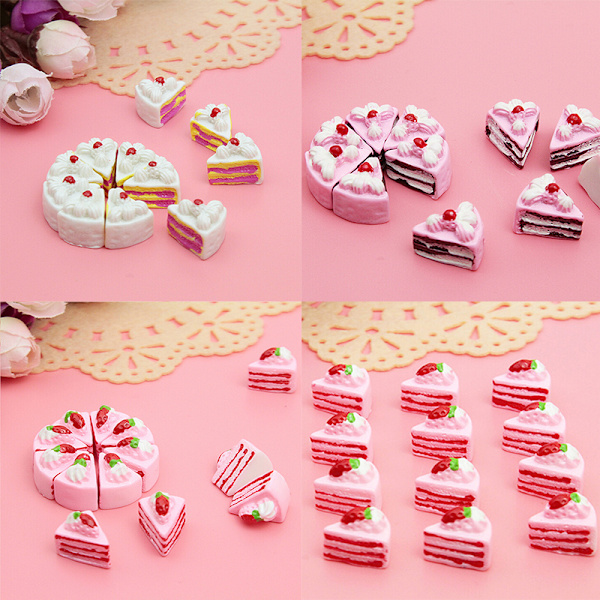 10st DIY Nya Cabochons Hantverk Blomma Triangel Tårta Resin Flatb White