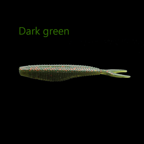 Single Color Fork Tail 6Cm/1,3G Soft Bait Fishing Bait Fishing Dark green 10 pcs
