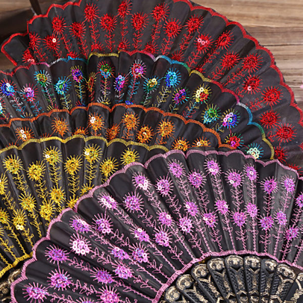 Lolita Feather Folding Fan Sweet Fairy Girl Dark Gothic Court D Yellow