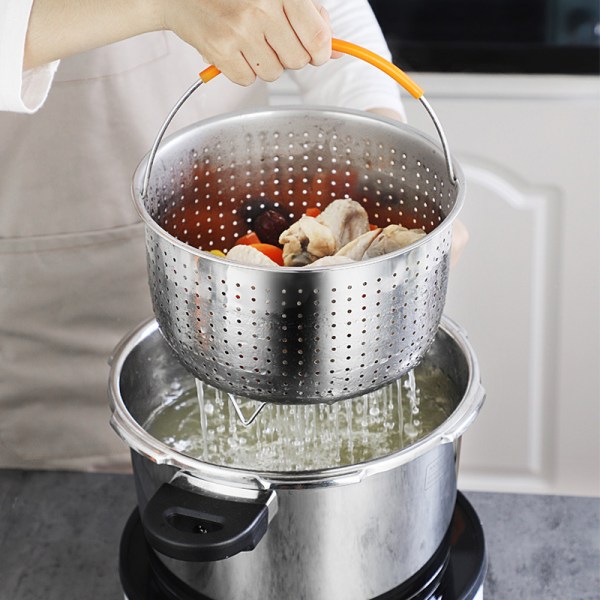 Rostfritt stål Steamer Basket Pot Tillbehör för 3/6/8 Qt Pot 4L