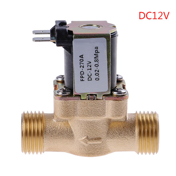 G1/2'' Mässing elektrisk magnetventil DC 12v 24v AC220v för Sola DC12V