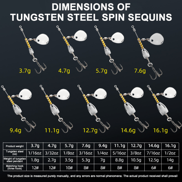 Tungsten Fly Spinner Composite Paljetter Long Casting Micro Object 7.6g