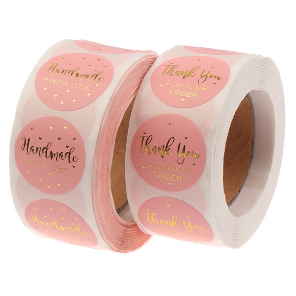 500 st Rosa Tack för din beställning Sticker Kraft Labels Stick B