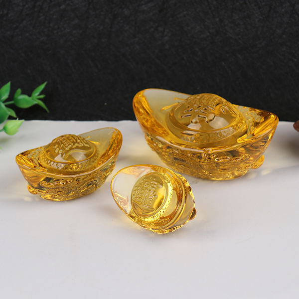 Feng Shui Yuan Bao Dragon Pattern Ingot Lucky Blessing Hem Eller 6cm