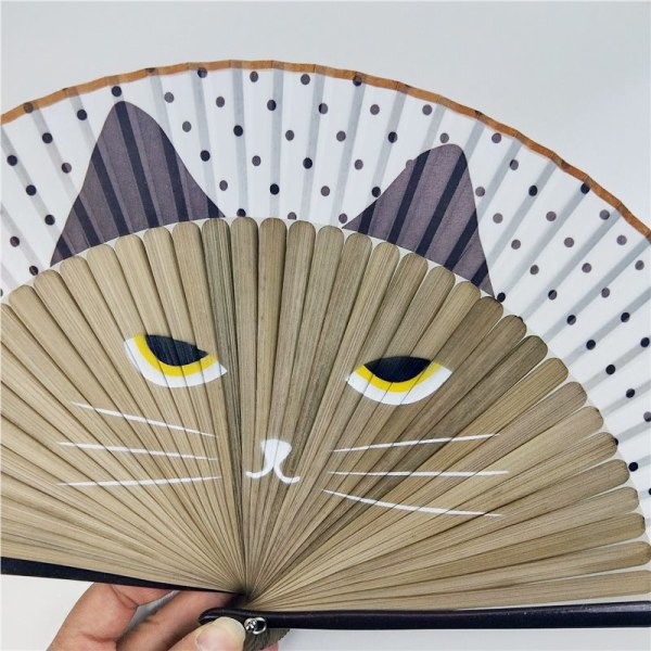 Cat Cartoon Silk Fashionabla Japan Style Hand Fans Populära Hand