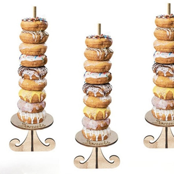 Trä Donut Display Stand Rack DIY Wall Donut Dessert Rack