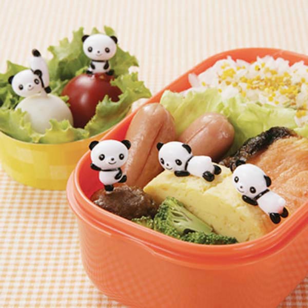 8st/ set Mini Cartoon Panda Fruktgaffel Barn Snack Dessert Picks
