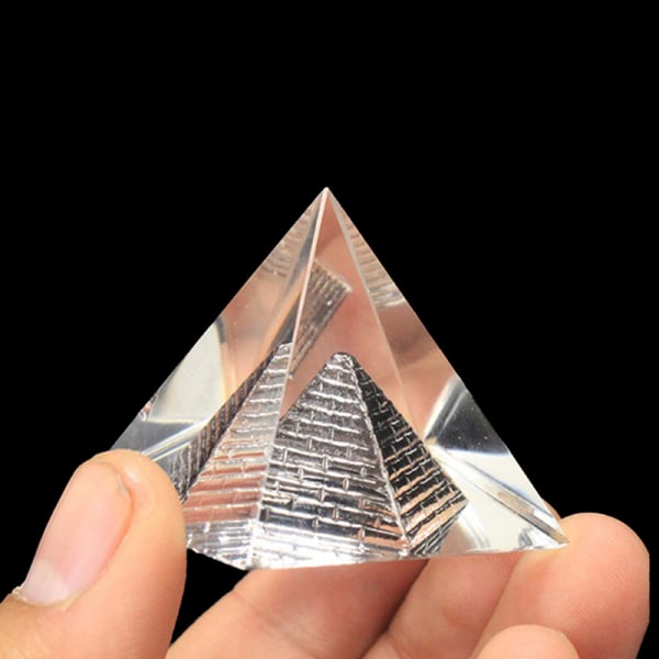 1Pc Energy Healing Hollow Crystal Glass Egypt Pyramid Fengshui S