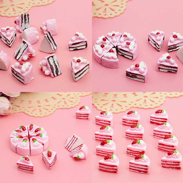 10st DIY Nya Cabochons Hantverk Blomma Triangel Tårta Resin Flatb White